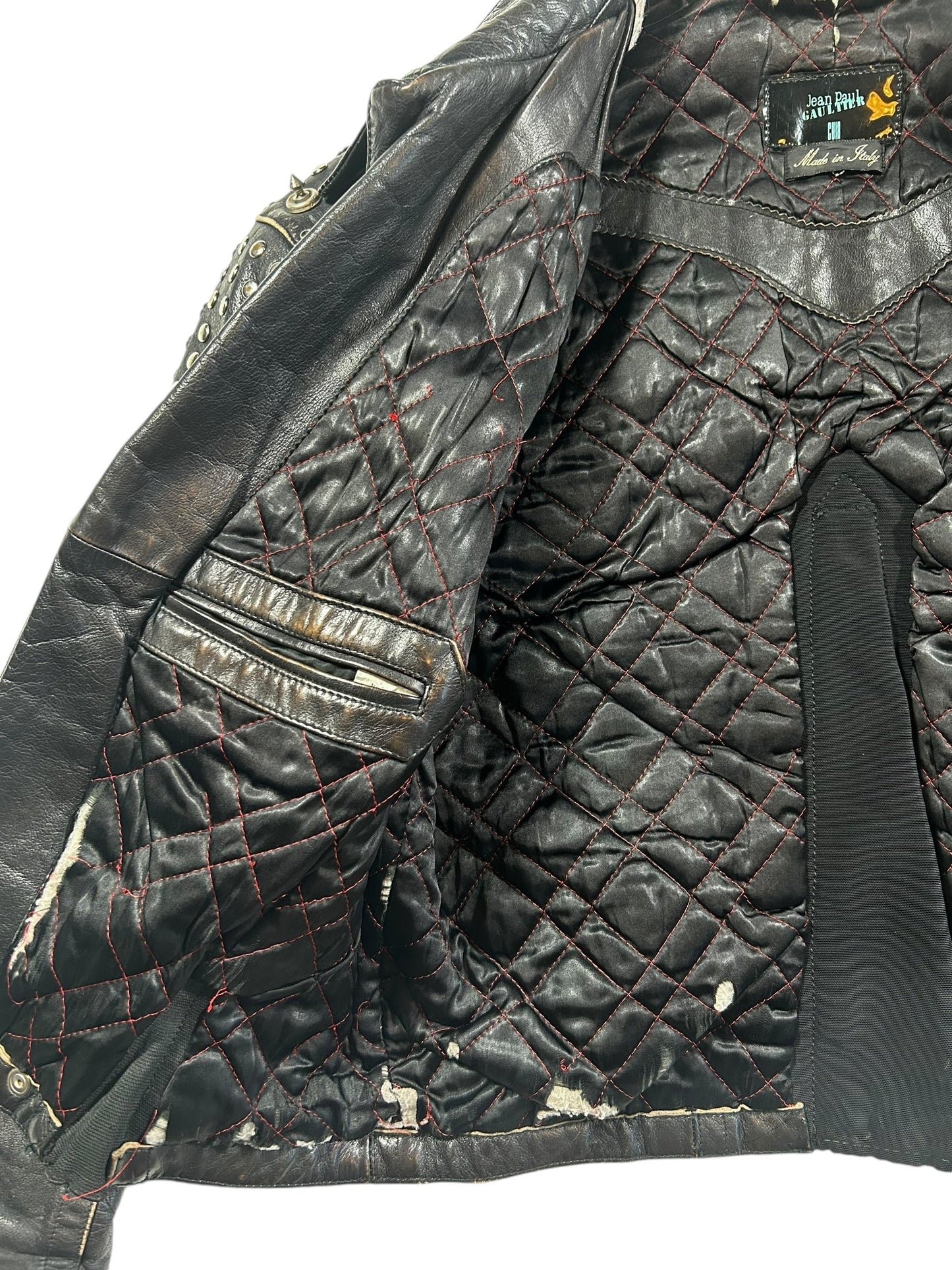 Vintage Jean Paul Gaultier Studded Leather Biker Jacket