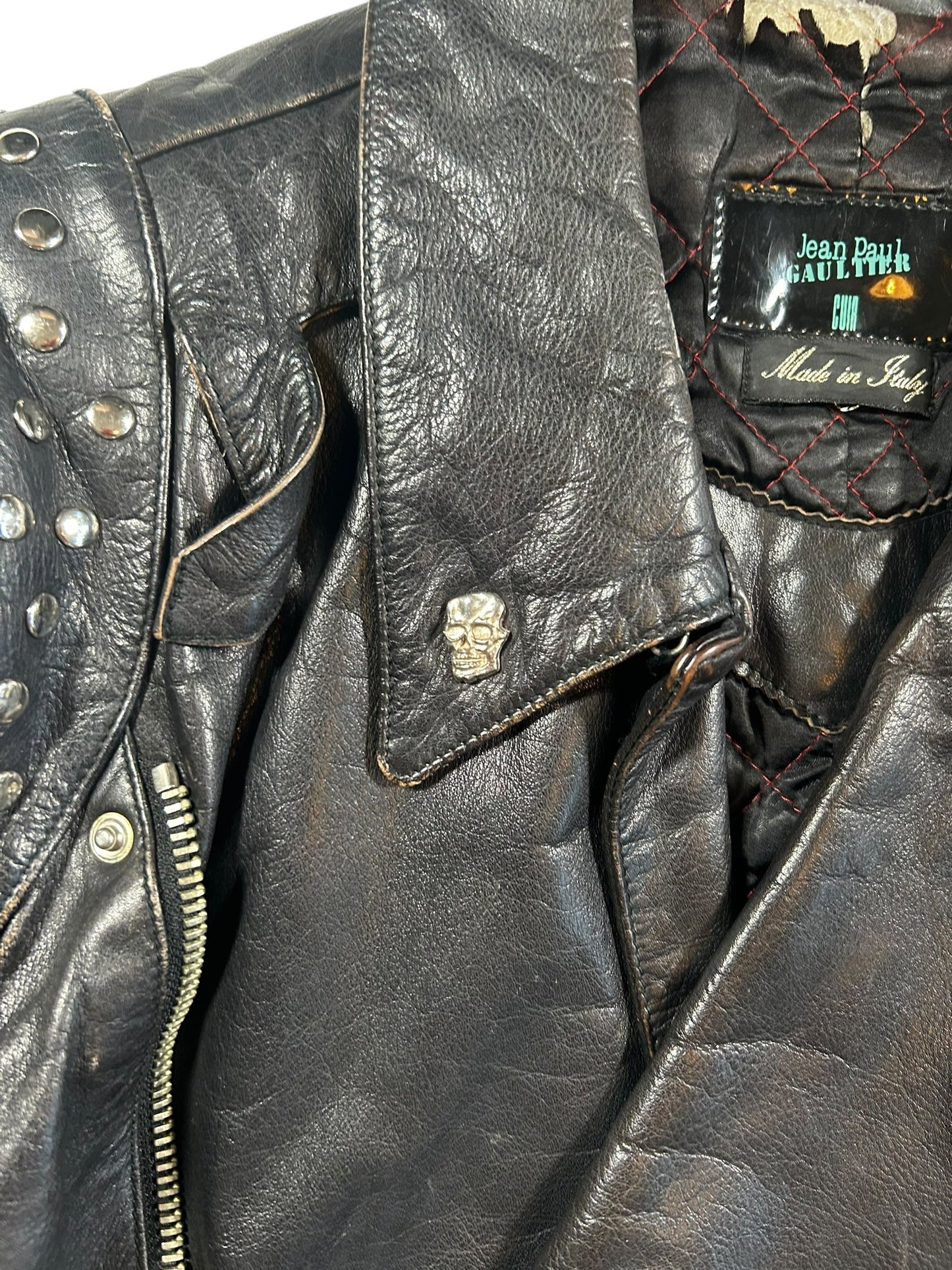 Vintage Jean Paul Gaultier Studded Leather Biker Jacket