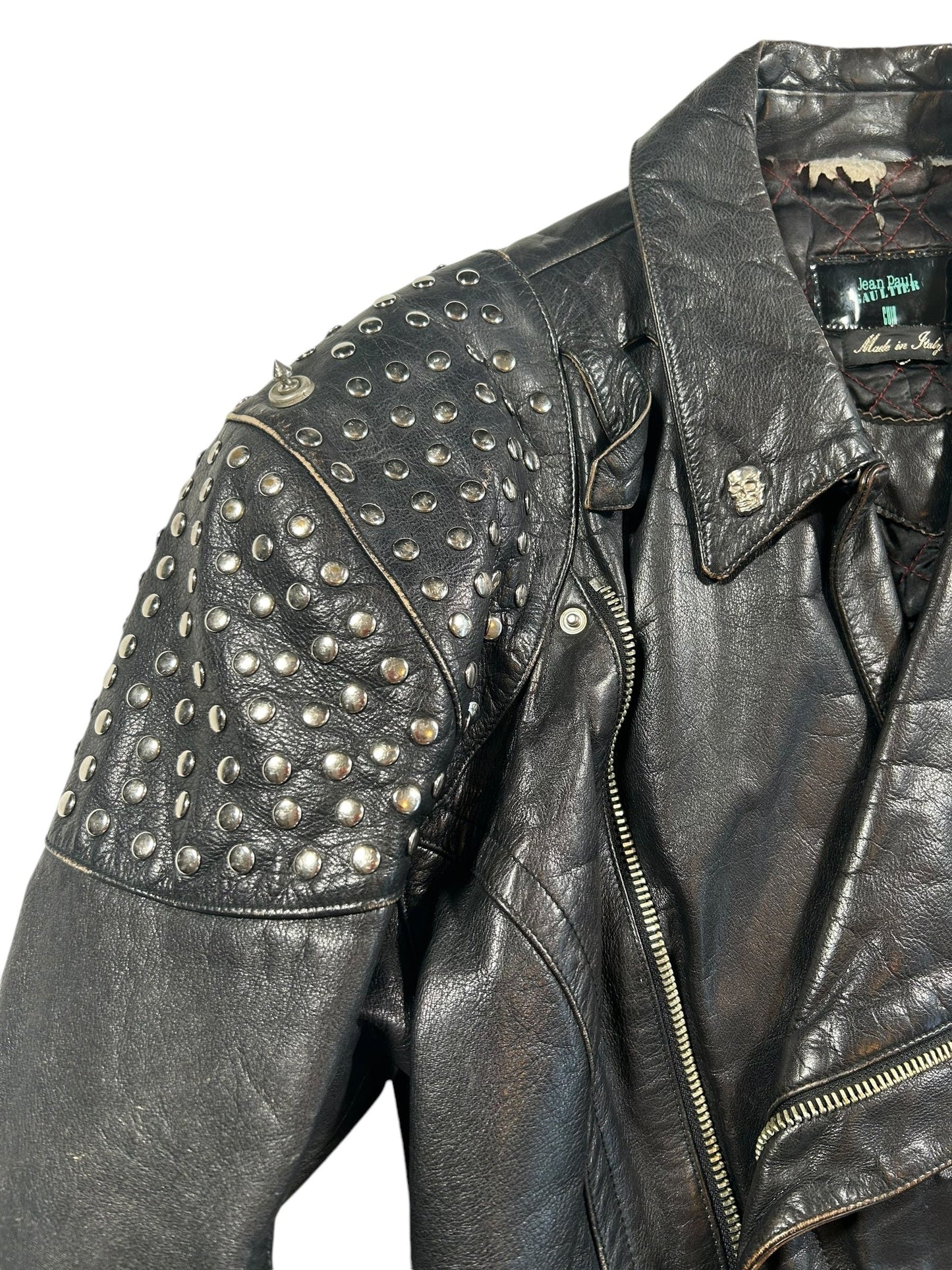 Vintage Jean Paul Gaultier Studded Leather Biker Jacket