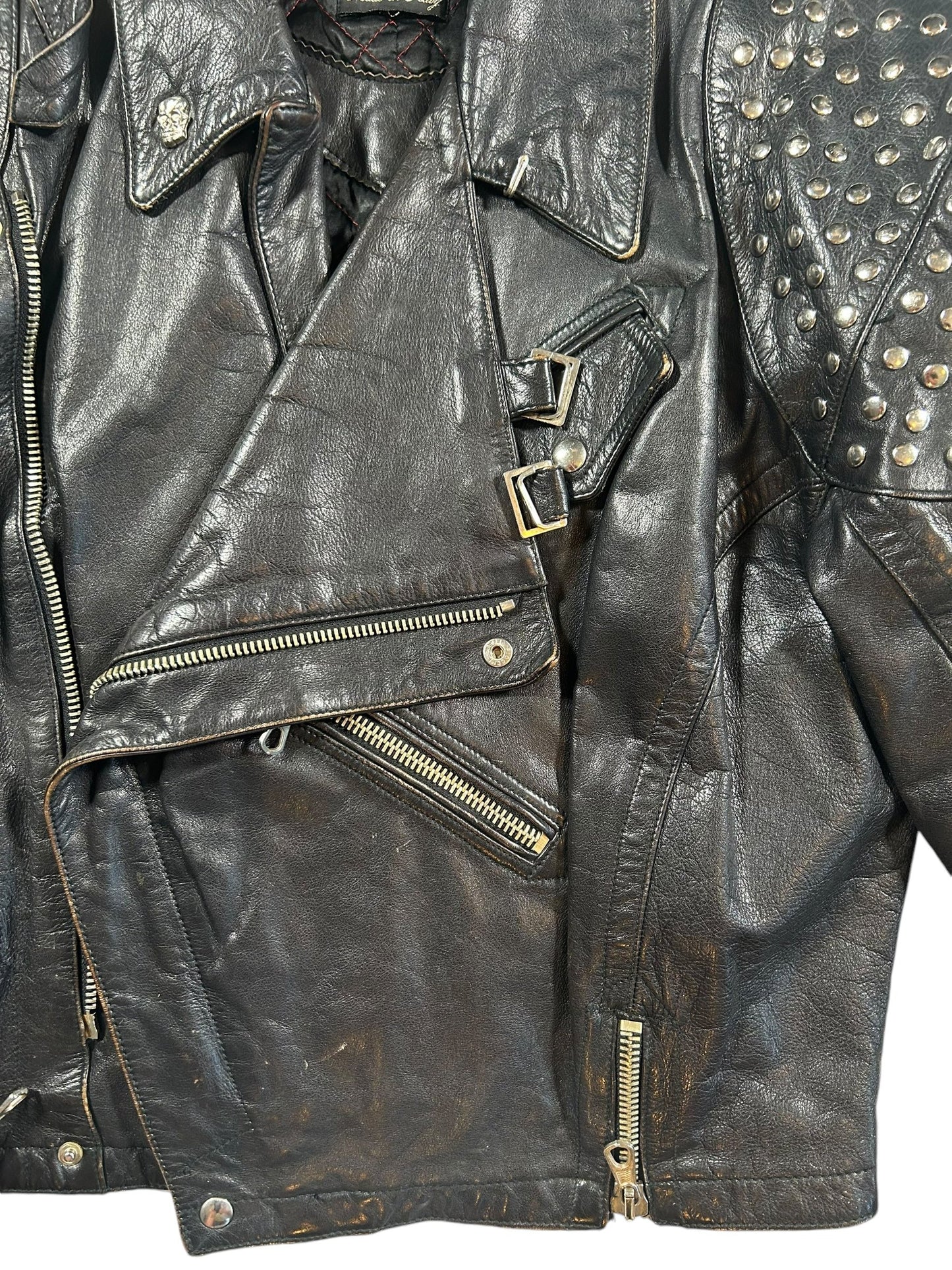 Vintage Jean Paul Gaultier Studded Leather Biker Jacket