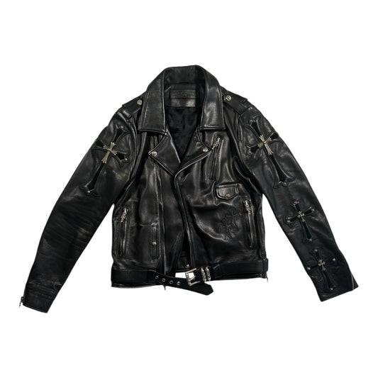 Chrome Hearts Moto Biker Jacket, Thick Leather with Silk Liner