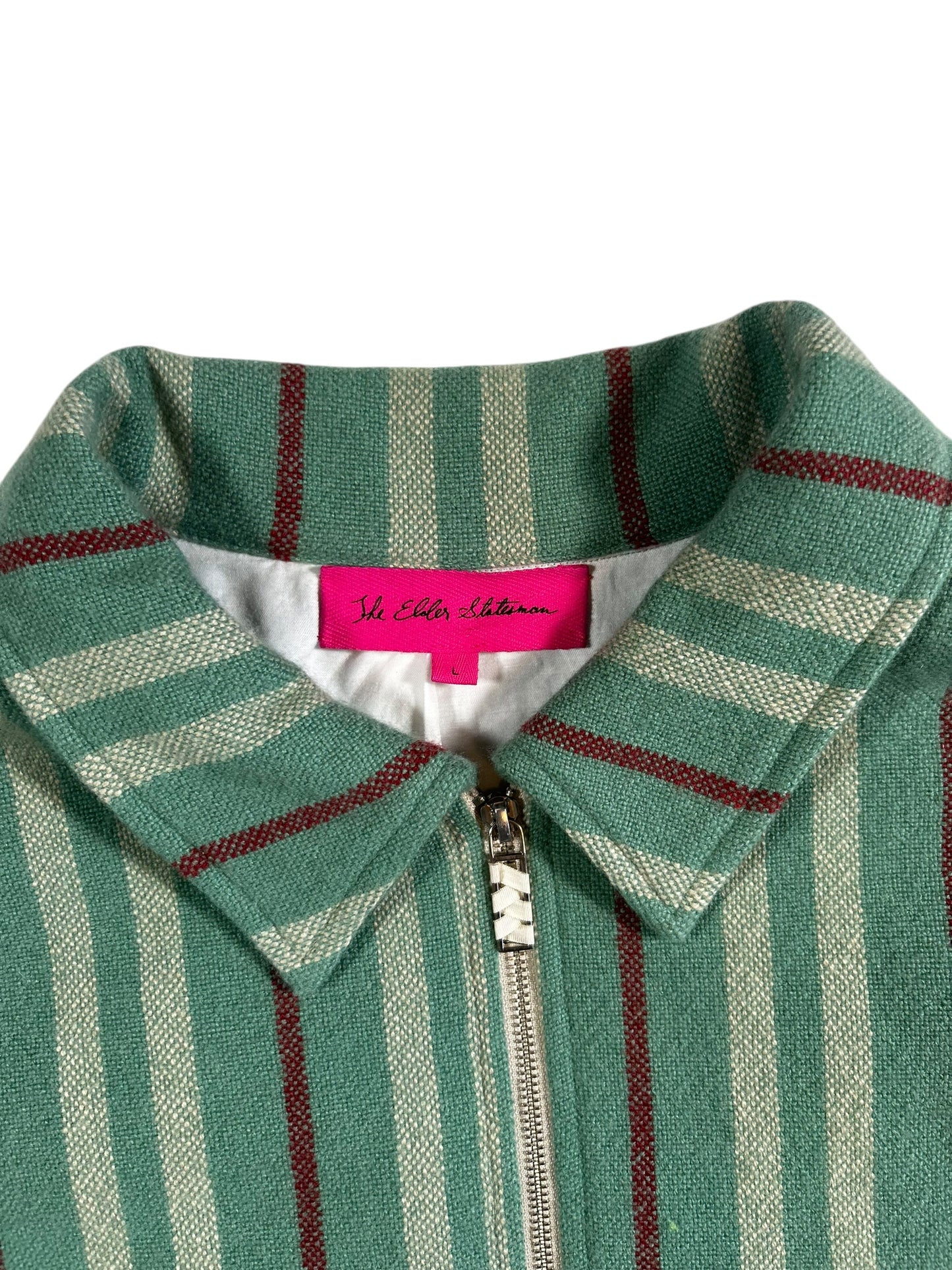 The Elder Statesman Green Castle Striped Cashmere Jacket